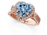 Rose gold Fancy Blue Heart  Halo Pave Split Shank Prong Setting Ring_112