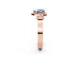 Rose gold Fancy Blue Heart  Halo Pave Split Shank Prong Setting Ring_113