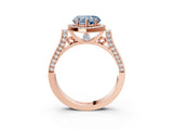 Rose gold Fancy Blue Heart  Halo Pave Split Shank Prong Setting Ring_114