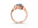 Rose gold Fancy Blue Heart  Halo Round Diamond Milgrain Pave Engagement Ring_6