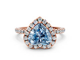 Rose gold Fancy Blue Heart  Halo Round Diamond Pavé Band Four-Prong Ring_3