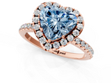 Rose gold Fancy Blue Heart  Halo Round Diamond Pavé Band Four-Prong Ring_4
