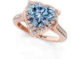 Rose gold Fancy Blue Heart  Halo Round Diamond Pave Band with Four-Prong Setting_39