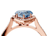 Rose gold Fancy Blue Heart  Halo Round Diamond Pave Band with Four-Prong Setting_42