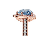 Rose gold Fancy Blue Heart  Halo Round Diamond Pave Band with Four-Prong Setting_43