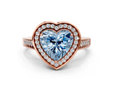 Rose gold Fancy Blue Heart  Halo Solitaire Diamond Ring with Pave Band and Bezel Setting_43