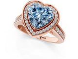 Rose gold Fancy Blue Heart  Halo Solitaire Diamond Ring with Pave Band and Bezel Setting_44