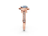 Rose gold Fancy Blue Heart  Halo Solitaire Diamond Ring with Pave Band and Bezel Setting_45