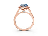 Rose gold Fancy Blue Heart  Halo Solitaire Diamond Ring with Pave Band and Bezel Setting_46