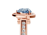 Rose gold Fancy Blue Heart  Halo Solitaire Diamond Ring with Pave Band and Bezel Setting_48
