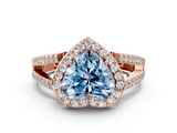 Rose gold Fancy Blue Heart  Halo Split Shank Diamond Ring with Four-Prong Setting_32
