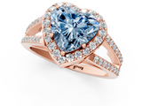 Rose gold Fancy Blue Heart  Halo Split Shank Diamond Ring with Four-Prong Setting_33