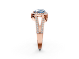 Rose gold Fancy Blue Heart  Halo Split Shank Diamond Ring with Four-Prong Setting_34