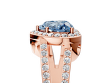 Rose gold Fancy Blue Heart  Halo Split Shank Diamond Ring with Four-Prong Setting_37