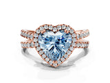 Rose gold Fancy Blue Heart  Halo Split Shank Diamond Ring with Pavé Setting_26