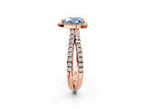 Rose gold Fancy Blue Heart  Halo Split Shank Diamond Ring with Pavé Setting_28