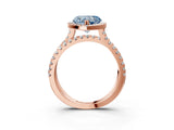 Rose gold Fancy Blue Heart  Halo Split Shank Diamond Ring with Pavé Setting_29