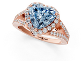 Rose gold Fancy Blue Heart  Halo Split Shank Diamond Ring with Prong Setting_21