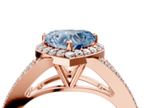 Rose gold Fancy Blue Heart  Halo Split Shank Diamond Ring with Prong Setting_24