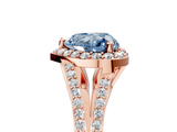 Rose gold Fancy Blue Heart  Halo Split Shank Diamond Ring with Prong Setting_25