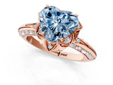 Rose gold Fancy Blue Heart  Halo Split Shank Pave Diamond Ring with Petal Prong Setting_21