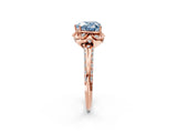 Rose gold Fancy Blue Heart  Halo Split Shank Pave Diamond Ring with Petal Prong Setting_22