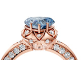 Rose gold Fancy Blue Heart  Halo Split Shank Pave Diamond Ring with Petal Prong Setting_24