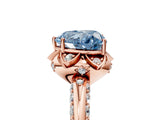 Rose gold Fancy Blue Heart  Halo Split Shank Pave Diamond Ring with Petal Prong Setting_25