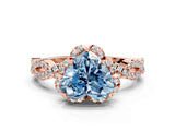 Rose gold Fancy Blue Heart  Halo Twist Band Solitaire Ring with Six-Prong Setting_33