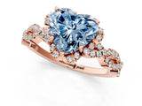 Rose gold Fancy Blue Heart  Halo Twist Band Solitaire Ring with Six-Prong Setting_34