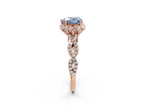 Rose gold Fancy Blue Heart  Halo Twist Band Solitaire Ring with Six-Prong Setting_35