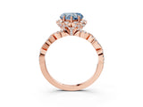 Rose gold Fancy Blue Heart  Halo Twist Band Solitaire Ring with Six-Prong Setting_36