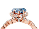 Rose gold Fancy Blue Heart  Halo Twist Band Solitaire Ring with Six-Prong Setting_37