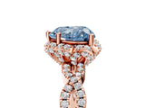 Rose gold Fancy Blue Heart  Halo Twist Band Solitaire Ring with Six-Prong Setting_38