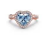 Rose gold Fancy Blue Heart  Halo Twist Band Solitaire Ring_20