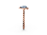 Rose gold Fancy Blue Heart  Halo Twisted Band Four-Prong Diamond Ring_22