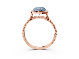 Rose gold Fancy Blue Heart  Halo Twisted Band Four-Prong Diamond Ring_23