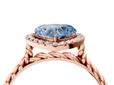 Rose gold Fancy Blue Heart  Halo Twisted Band Four-Prong Diamond Ring_24
