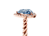 Rose gold Fancy Blue Heart  Halo Twisted Band Four-Prong Diamond Ring_25
