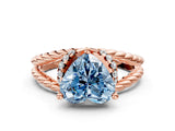 Rose gold Fancy Blue Heart  Halo Twisted Band Four-Prong Ring_31