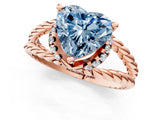 Rose gold Fancy Blue Heart  Halo Twisted Band Four-Prong Ring_32