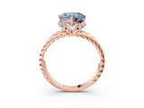 Rose gold Fancy Blue Heart  Halo Twisted Band Four-Prong Ring_34