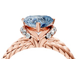 Rose gold Fancy Blue Heart  Halo Twisted Band Four-Prong Ring_35