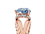 Rose gold Fancy Blue Heart  Halo Twisted Band Four-Prong Ring_36