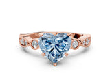Rose gold Fancy Blue Heart  Milgrain Bezel Diamond Engagement Ring with Solitaire Prong Setting_154