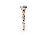 Rose gold Fancy Blue Heart  Milgrain Bezel Diamond Engagement Ring with Solitaire Prong Setting_156