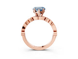 Rose gold Fancy Blue Heart  Milgrain Bezel Diamond Engagement Ring with Solitaire Prong Setting_157