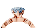 Rose gold Fancy Blue Heart  Milgrain Bezel Diamond Engagement Ring with Solitaire Prong Setting_158