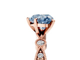 Rose gold Fancy Blue Heart  Milgrain Bezel Diamond Engagement Ring with Solitaire Prong Setting_159