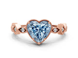 Rose gold Fancy Blue Heart  Milgrain Marquise Diamond Twist Band Ring_61
